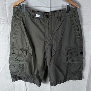 Union Mens Olive Green Cargo Shorts Size 32 Cotton Outdoor Utility Multi Pocket